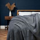 Microfleece Throw, Charcoal Styled on Bed
