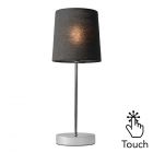 Mira Touch Table Lamp with Black Shade, Chrome with touch icon