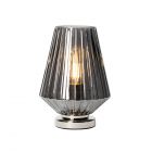 Poplar Small Vessel Table Lamp with Smoke Shade, Chrome