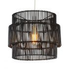 Rattan Double Cylinder Easyfit Shade, Matte Black