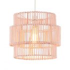 Rattan Double Cylinder Easyfit Shade, Matte Pink