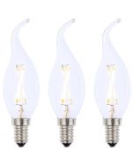 3 Pack of 2W LED SES E14 Vintage Filament Candle Bulb, Clear