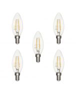 5 Pack of 4W LED Vintage Style SES E14 Candle Light Bulb, Warm White