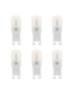 6 Pack of 2 Watt G9 LED Capsule Lamps 3000K, Warm White