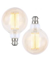 2 Pack of 6W LED BC B22 Vintage Filament Large Globe Bulb, Tinted