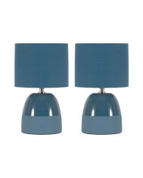 2 Pack of Western Glaze Table Lamps with Shade, Blue