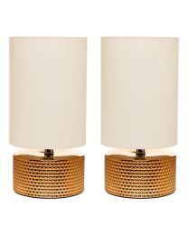 2 Pack of Rowan Embossed Table Lamps with Shade, Gold
