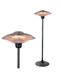 2000 Watt Floor Standing Halogen Element Patio Heater, Silver