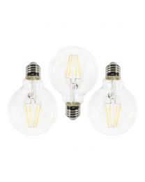 3 Pack of 4W LED ES E27 Vintage Filament Globe Bulb, Clear