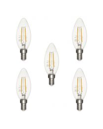 5 Pack of 4W LED Vintage Style SES E14 Candle Light Bulb, Natural White