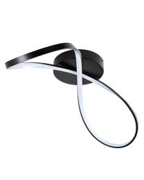 Finn LED Swirl Flush Bathroom Ceiling Light - Matte Black
