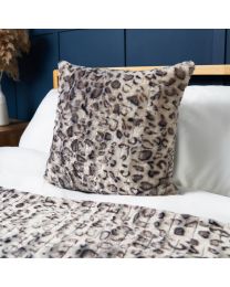 Animal Print Cushion, Grey, Styled on Bed