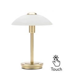 Archie Touch Lamp, Satin Brass and Alabaster