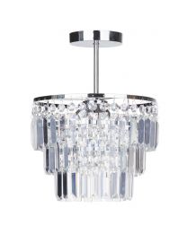 Aurora 3 Light Crystal Bar Semi Flush Ceiling Light, Chrome