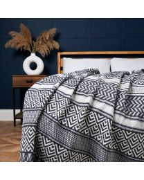 Aztec Throw, Grey, Styled on Bed