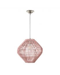 Bamboo Bobbin Herringbone Cable Ceiling Pendant Light, Pink