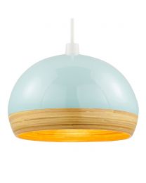 Bamboo Dome Easyfit Shade, Minty Blue lit on white