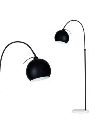 Benson Curved Floor Lamp, Satin Black with close up