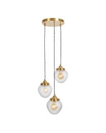 Betty Glass Shade Ceiling Cluster Pendant, Brass