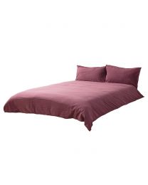 Single Stonewashed Cotton Bedding Set, Raspberry