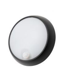 Bigton 8 Watt LED Outdoor Round Bulkhead with PIR Sensor, Black