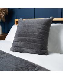 Boa Cushion, Grey, Styled on Bed