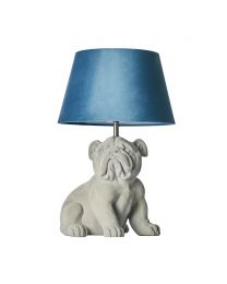 Boris Bulldog Flock Table Lamp with Velvet Shade, Grey