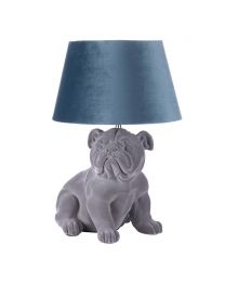 Boris Bulldog Flock Table Lamp with Velvet Shade, Grey