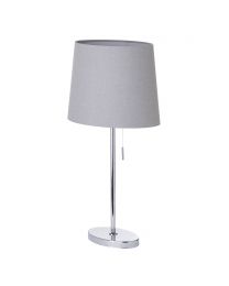 Bryant Oval Table Lamp with Grey Shade, Chrome