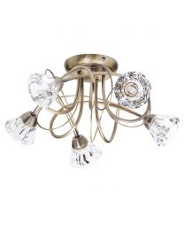 Marianne Flush Ceiling Light, Antique Brass