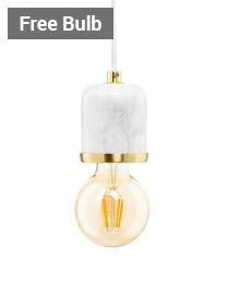Romano Marble E27 Cable Set with 95mm Bulb, Brass thumbnail
