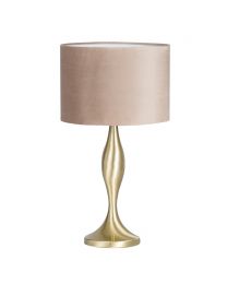 Calais Spun Metal Lamp with Champagne Shade, Antique Brass