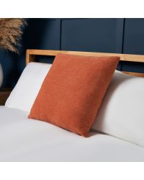 Chenille Cushion, Terracotta Styled on Bed