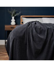 Chenille Throw, Charcoal Styled on Bed