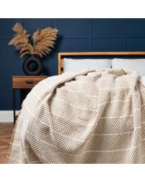 Chevron Throw, Natural Styled on Bed