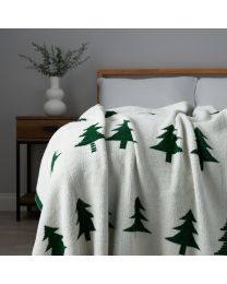 Christmas Tree Throw, Green and Natural on bed