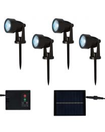 Claude RGB LED Outdoor Solar Garden Spike Light Kit, Black