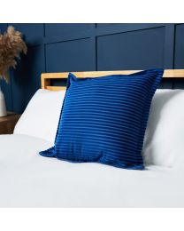 Corduroy Cushion, Navy Styled on Bed
