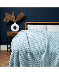 Corsica Throw, Blue Styled on Bed