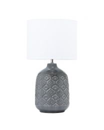 Cosgrove Patterned Ceramic Table Lamp, Dark Grey
