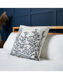 100% Cotton Cushion with Embroidered Design, Navy