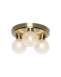 Diana 3 Light Bathroom Flush Ceiling Light, Antique Brass