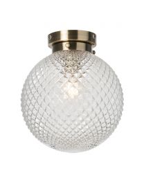 Diana Bathroom Flush Ceiling Light, Antique Brass