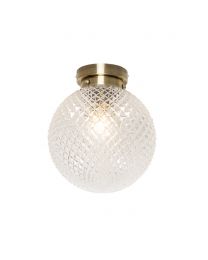 Diana Bathroom Flush Ceiling Light, Antique Brass