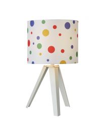 Glow Coloured Dots Tripod Table Lamp, White