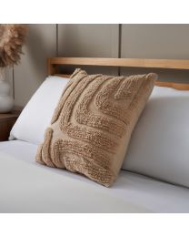 Golden Hour Tufted Cushion, Natural on bed