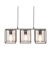 Hardy Cage Ceiling Pendant Bar with Bubble Glass Shades, Matte Black
