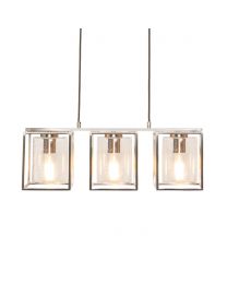 Hardy Cage Ceiling Pendant Bar with Bubble Glass Shades, Satin Nickel