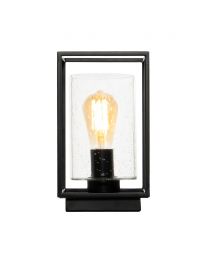 Hardy Cage Table Lamp with Bubble Glass Shade, Matte Black