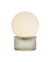 Harper Opal Glass Ball with Ribbed Base Table Lamp, Green